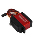 Built Tough 40Kg RC Servo With Heavy Duty Metal Gears And A Lightning Fast Coreless Motor For Rock Solid Handling In Custom RC Cars Plug And Play 180 Or 360 Degree Spinning Upgrade Gear angled view of servo with metal gears and wire
