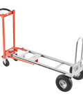 Heavy Duty 4 In 1 Hand Truck Dolly With 1000 Lb Capacity converts into four-wheel mode, aluminum alloy frame with non-slip handle.