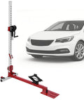 1322 Pound Heavy Duty Dent Puller For Auto Body Frames With Nylon Casters shown next to a white car, adjustable height and suction features.
