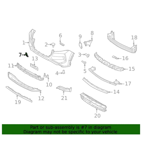 Diagram showing Nissan Rogue Front Bumper Tow Hook Cover Cap Replacement For 2021 2022 2023 Fits 622A0-6RR0H 622A06RR0H