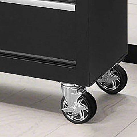 Built Like A Tank Steel Tool Cabinet With Multiple Lockable Drawers For Heavy Duty Garage Setups And Rust Resistant Workshop Storage on wheels.