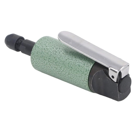 Turbocharged 25000RPM Air Die Grinder Pneumatic High-Speed Rotary Tool close-up with green textured grip and metal lever.