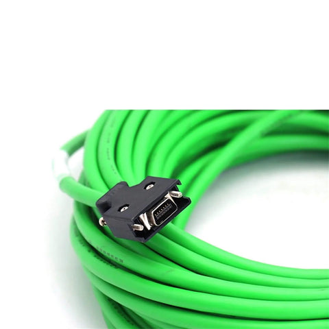 Green USB encoder cable for Servo Motor Absolute Value Encoder Cable For 6FX3002-2DB10-1AF0 shown close-up for automation use