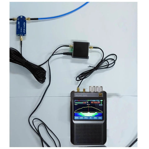 Active Loop Antenna For Shortwave Radio 50 KHz To 500 MHz With Improved Low Noise Amplifier connected to portable receiver