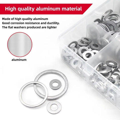 Automotive Metric Oil Drain Plug Gasket Crush Washer Set Aluminum Flat Washer Assortment Kit With 17 Sizes M5 Through M24