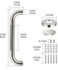 Two Pack 12 Inch Shower Grab Bars With Anti Slip Rubber Grip SUS304 Stainless Steel Chrome Finish Wall Mounted Safety Handrails