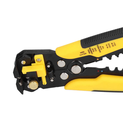 Close-up of 8 Inch Self Adjusting Stripper Pliers for 10 to 24 AWG Copper and Aluminum Cables with ergonomic handle