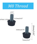 24 Piece M8 Thread Adjustable Furniture Levelers Set For Heavy Duty Stabilization galvanized steel leveling feet dimensions