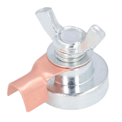 Heavy Duty Magnetic Welding Grounding Clamp With Secure Grip For Fast Setup And Portability Plus Steel Build For Strong Stability On Any Metal Job Site close-up view showing strong grip and steel material.