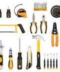 All-In-One 198-Piece Household Hand Tool Set For DIY Home Repairs pictured with various tools and plier kit.