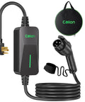 Portable 32 Amp Level 2 EV Charger With 25 Foot Cable And Nema 14-50 Plug UL Certified Fast Charging Station For J1772 Electric Cars Plug And Play with charging cable and bag.