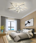 Modern Flower Shaped Dimmable Led Ceiling Light Fixture With Remote Control Acrylic Flush Mount Chandelier in bedroom.