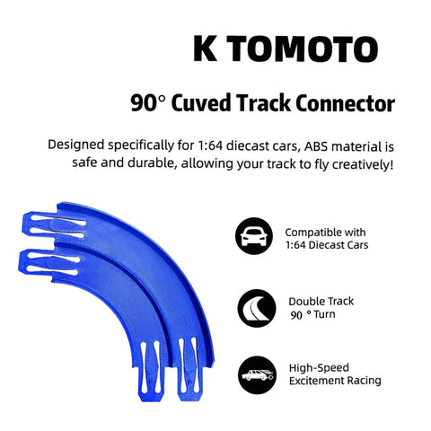 90 Degree Banked Turn Double Racetrack Connector For 1 To 64 Cars And Slot Cars Hot Wheels Compatible Curved Track Pieces