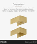 Ceiling Mounted Curtain Rail 20 Ft Satin Brass Track For Curtains And Room Dividers, Privacy Panels, Offices, Classrooms, Hospitals And More, USA Made Heavy Duty Ceiling Track System For Home Or Business Use easy-add end cap
