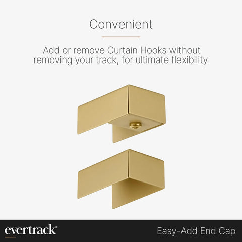 Ceiling Mounted Curtain Rail 20 Ft Satin Brass Track For Curtains And Room Dividers, Privacy Panels, Offices, Classrooms, Hospitals And More, USA Made Heavy Duty Ceiling Track System For Home Or Business Use easy-add end cap