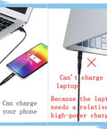 USB To DC 5V Power Cord With 10 Connector Tips For Easy Plug-and-Play Power Across Your Gadgets 5.5x2.1mm Plug Jack Includes 5.5x2.5, 4.8x1.7, 4.0x1.7, 4.0x1.35, 3.5x1.35, 3.0x1.1, 2.5x0.7, Micro USB, Type-C, Mini USB, 5FT. USB-to-DC cable charging a phone from a laptop, not a laptop