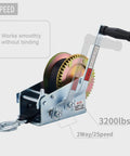 Heavy Duty 3200lbs Boat Winch Hand Crank With 32Ft Strap Two Speed Switchable Trailer Winch For Boats And Heavy Lifting