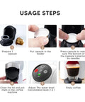 Image showing usage steps for Reusable Capsule Adapter For Ground Coffee Pods And Powder A Dope Converter For Your Coffee Maker