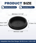 Set Of 4 T Shaped Silicone Plugs 93.3mm Diameter Snap In Seal Hole Covers product size specifications image