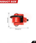 Red aluminum differential showing measurements for Two Piece 34T Differential And 13T Helical Gear Set For Arrma 1 To 10 And 1 To 8 Transmissions.