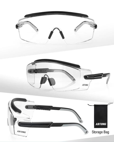 Boss Level Safety Glasses Over Eyeglasses With Hella Good Anti Fog Coating, Ansi Z87.1 Certified Eye Shield, Super Roomy Fit For Your Specs, 2 Pack Ready, Kick Butt Protection For Grinding And Construction, Smooth Sleek Design.