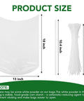Clear 13x18 Inch Poultry Shrink Bags 100 Pack With 100 Zip Ties And Silicone Straw For Freezing, Marinating, Brining Chicken, Turkey And Rabbit Meat 5 To 14 Lbs., product size chart with 13 inch by 18 inch bag and accessories
