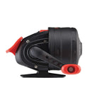 Side view of Max X Spincast Reel Size 10 with Teflon Twin Cam Drag, graphite frame, lightweight design suitable for easy casting.