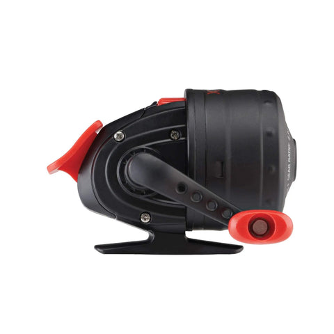 Side view of Max X Spincast Reel Size 10 with Teflon Twin Cam Drag, graphite frame, lightweight design suitable for easy casting.