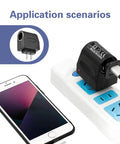 Plug Right Into Your Wall With This Beefy AC To DC Power Converter Transformer Steps Down 220V Household Juice To 12V Cigarette Lighter Socket For Powering Car Vacuums Coolers And Tire Inflators Hassle Free Anywhere You Roam, shown plugged into an outlet with a smartphone charging.