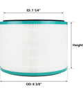 Replacement Filter For DP01 DP03 HP01 HP02 HP03 Desk Purifiers Three Layer Filtration 1 Pack size dimensions shown