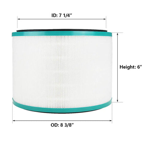 Replacement Filter For DP01 DP03 HP01 HP02 HP03 Desk Purifiers Three Layer Filtration 1 Pack size dimensions shown