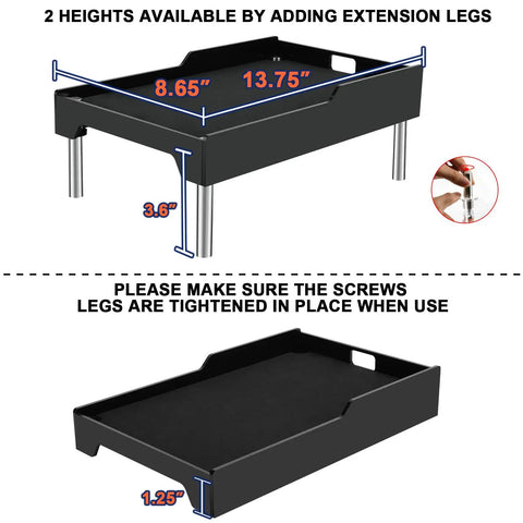 Dimensions of Hella Sturdy Raised Dog Feeder Stand And Elevated Cat Food Holder with adjustable height legs.