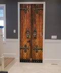 3D Classic Old Wood Door Decal Kit Peel And Stick Wall Mural Cover Removable Self Adhesive Wallpaper For Home Decor Two Panel Set 78.7 Inches Tall Per Panel Easy DIY Door Makeover in room setting