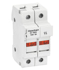 2 Pole DC 1000V Solar Fuse Holder For 10 X 38mm Fuses 35mm DIN Rail Mount CE Listed 32A PV Fuse Block, side view