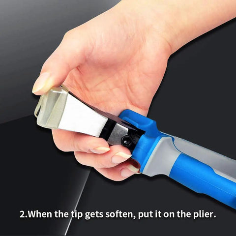 Hand applying beige rubber tip from Six Replacement Rubber Tips Kit For Glass Running Pliers Keep Glass Scratch Free Protective Jaw Covers