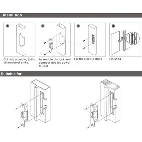 Installation guide for Flush Mount Magnetic Lock 350Lb 180Kg Beefy Holding Power for Access Control on a Single Door 12V