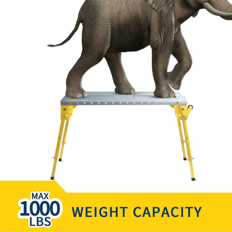 Hella Badass Portable Welding Table With Adjustable Height And Three Angle Positions Folding Workbench On Wheels 500 Pound Capacity with elephant