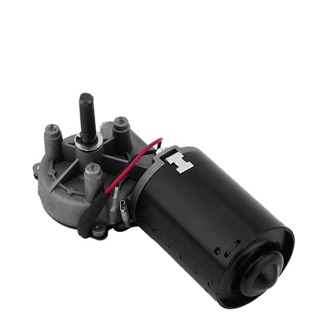 DC 24V 100RPM Reversible Worm Gear Motor High Torque Electric Gearbox With Right Shaft GW6280 for industrial projects, black casing