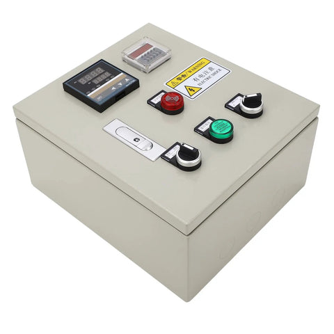 PID Temperature Controller For Heavy Duty Industrial 3 Phase 15KW 380V Digital Display Box With Integrated Components For Oven Curing Machine Temperature Regulation And Precision Thermostat Control, gray metal control box