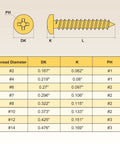 Rock Solid 304 Stainless Steel Phillips Pan Head Self Tapping Screws Number 10 By 4 Inch specifications chart