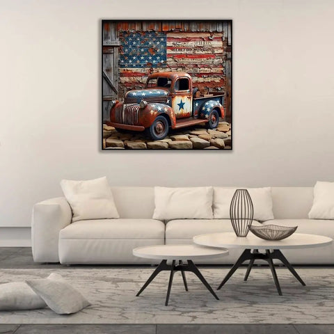 5D Diamond Art Kit For Adults Beginners American Flag Full Round Drill Diamond Painting Craft Easy Home Wall Decor 13.7 Square