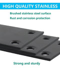 4 Pack Flat Straight Brace Brackets For Furniture Wood Shelves And Cabinets In Black Stainless Steel Mending Plate Close-up