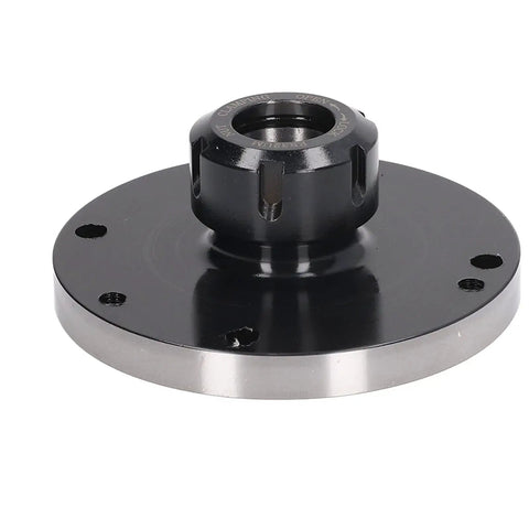 Heavy Duty 7 Hole Collet Chuck For CNC Milling And Engraving With Precision Carbon Steel Build Fits 125 mm Workpieces, black and silver detailing.