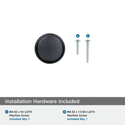 Kick Your Cabinetry Up A Notch With This Slick 1 3/16 Inch Round Cabinet Knob In Premium Black Bronze Finish with screws