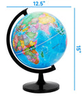 Hands On 12 Inch World Globe Kit With Stand For Home Office And Classroom Learning Geography Education Blue DIY Assembly