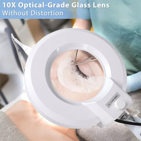 10x optical-grade glass lens of Magnifying Floor Lamp With Rolling Base And Five Wheels Lens 2200 Lumens LED Dimmable Light