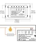 Diagram of Smart Wall Switch No Neutral Needed For Single Pole 110V, 2 Gang, 2.4GHz WiFi Works With Alexa Google Home