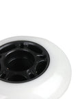 Close-up of a white Outdoor Inline Skate Wheel 89A Durometer 72mm with hub for rough pavement and urban cruising, no bearings shown.