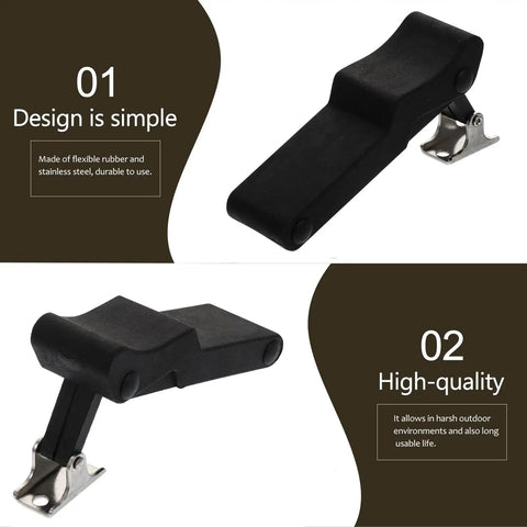 4 Pack Black Rubber Electrical Cabinet Locks With Flexible Draw Latches Replacement Door Latch in black and silver metal.