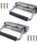 4.33 Inch Spring Loaded Handle Stainless Steel Heavy Duty Handle For Toolbox Chest Case With Rubber Grip Surface Mounted 2 Pack